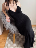 Vintage Shelli Segal noir ruched knot dress