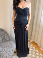 Vintage BCBG ruched strapless two-tone maxi dress