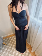 Vintage BCBG ruched strapless two-tone maxi dress
