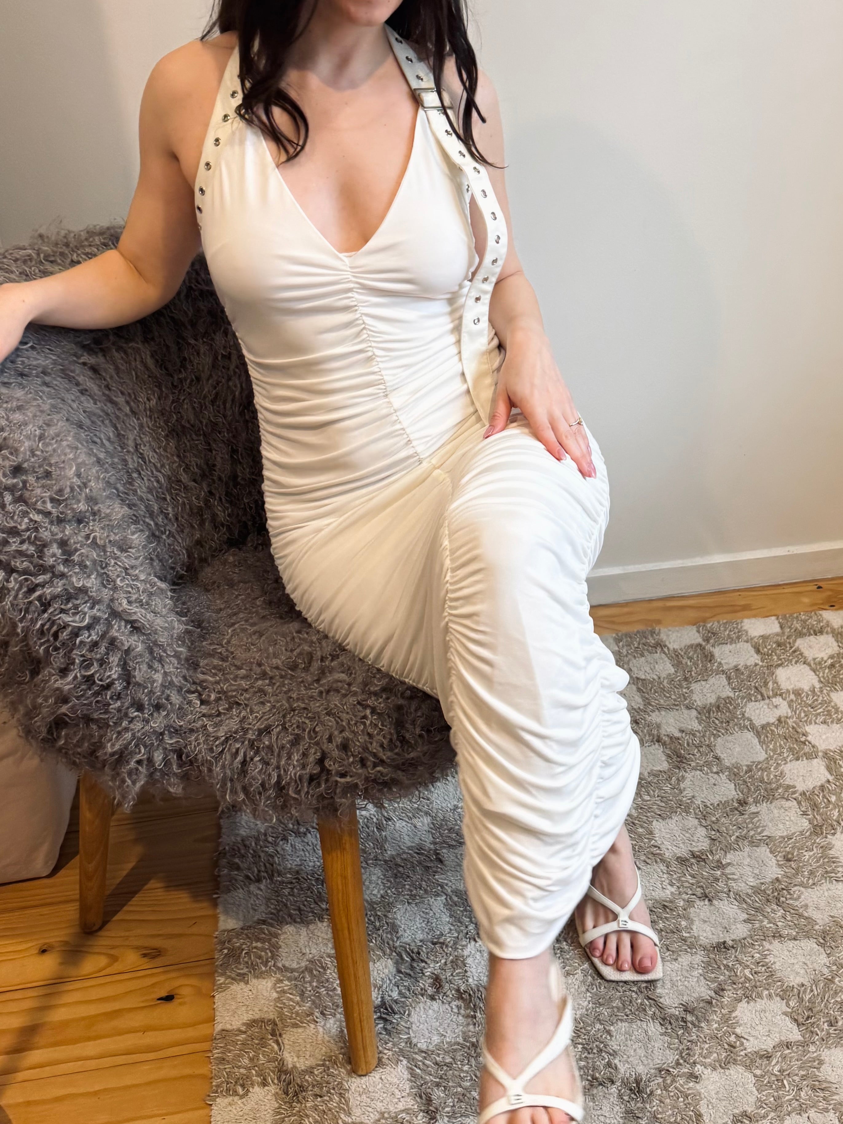 Vintage Karen Millen ruched halter dress