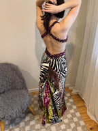Vintage Mori Lee mixed animal print backless gown