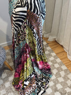 Vintage Mori Lee mixed animal print backless gown