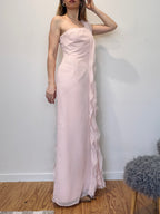 Vintage Vera Wang pink cascading ruffle gown