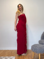 Vintage Vera Wang red cascading ruffle gown