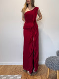 Vintage Vera Wang red cascading ruffle gown