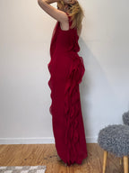 Vintage Vera Wang red cascading ruffle gown