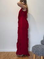 Vintage Vera Wang red cascading ruffle gown