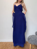 Vintage BCBG silk draped maxi dress