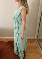 Vintage Vera Wang seafoam cascading ruffle gown