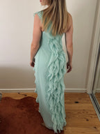 Vintage Vera Wang seafoam cascading ruffle gown