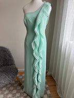 Vintage Vera Wang seafoam cascading ruffle gown