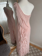 Vintage Vera Wang pink cascading ruffle gown