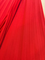 Vintage crimson pleated evening gown with versatile neckline